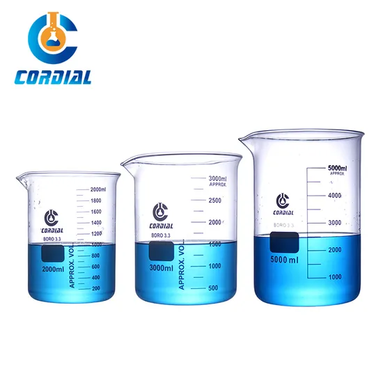 Cordial Lab 5-5000ml Borosilicate 3.3 Glass Low Form Beaker for Lab Use - Glass Beaker and Low Form